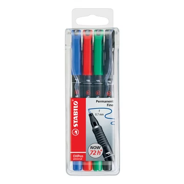 Alkoholos marker készlet 0,7mm, STABILO OHPen F, 4 klf. szín