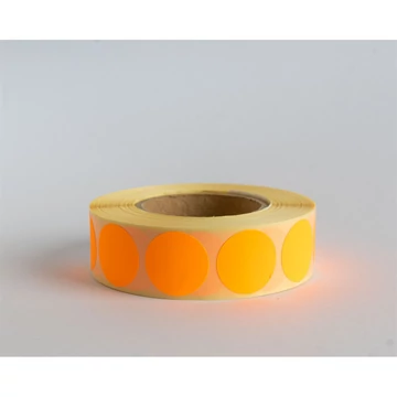 Etikett címke, 20mm, körcímke tekercses, 1000 címke/tekercs fluo narancs