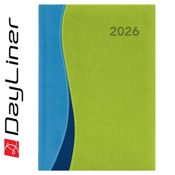 Határidőnapló Dubai A5 napi, fehér lapokkal kék-zöld Dayliner 2026.