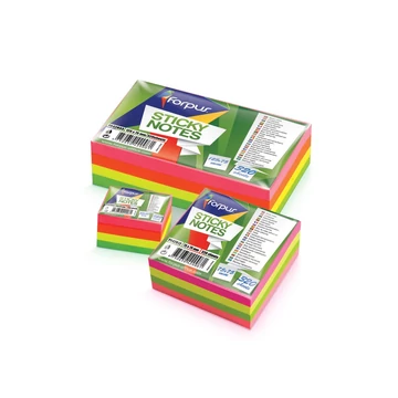 Jegyzettömb öntapadó 50x40mm 4x80lap neon színek (rózsaszín, narancs, sárga, zöld) Forpus