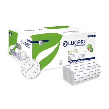 Kéztörlő 2 rétegű V hajtogatású 190 lap/cs 20 cs/karton EcoLucart _863046 fehér
