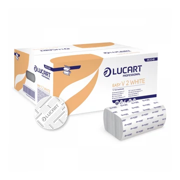 Kéztörlő 2 rétegű V hajtogatású 190 lap/csomag 20 cs/karton Easy White Lucart_863048 fehér