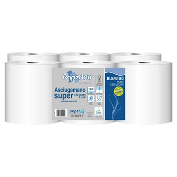Kéztörlő 2 rétegű tekercses átmérő: 20 cm 100% cellulóz 486 lap/180 m/tekercs 6 tekercs/csomag Super 180 Paperdi