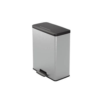 Szemeteskuka pedálos fémhatású műanyag 65 liter literes fekete/ezüst Deco Bin_Curver