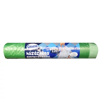 Szemeteszsák zárószalagos 120 liter 70 x 105 cm 10 db/tekercs Glossy zöld