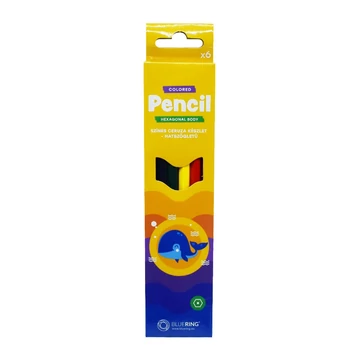 Színes ceruza készlet, hatszögletű Bluering® 6 klf. szín, 