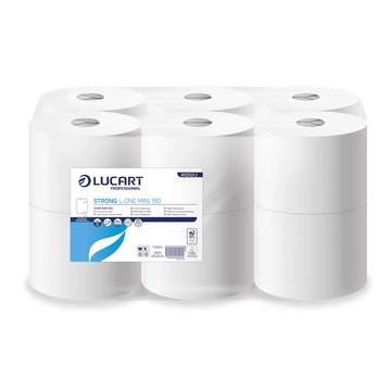 Toalettpapír 2 rétegű közületi átmérő: 18,2 cm laponkénti adagolás 12 tek/csom Strong L-One Mini Lucart_812501J hófehér