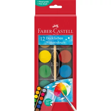 Vízfesték készlet 30mm-es festék gombokkal + ecset Faber-Castell 12klf. szín
