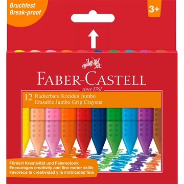 Zsírkréta készlet háromszögletű radírozható GRIP Jumbo Faber-Castell 12klf. szín