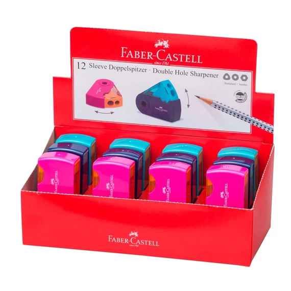 Hegyező dupla tartályos SLEEVE Faber-Castell trendi rózsaszín/narancs,türkiz/világoszöld,kék/világoskék színben 