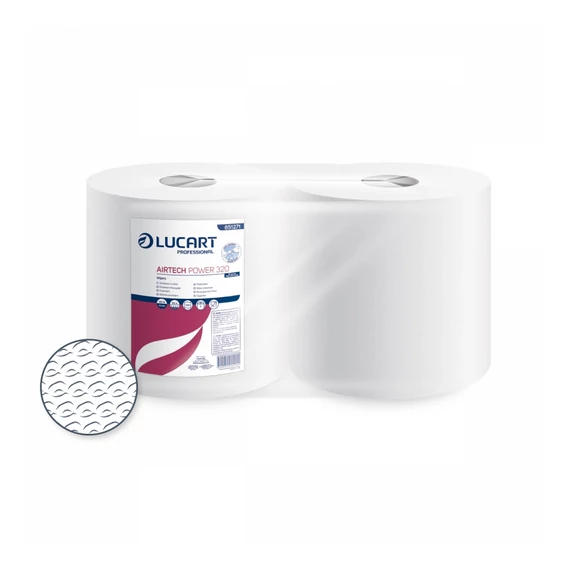 Ipari törlő 1 rétegű átmérő: 28 cm hófehér 320 lap/tekercs 2 tekercs/karton Texicell Power 320 - 80 Gsm Lucart_851271