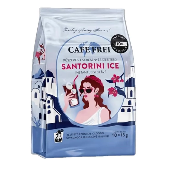Kávé instant jeges, 10 x 17g, 2in1 Cafe Frei Santorini ice fűszeres-cseresznyés