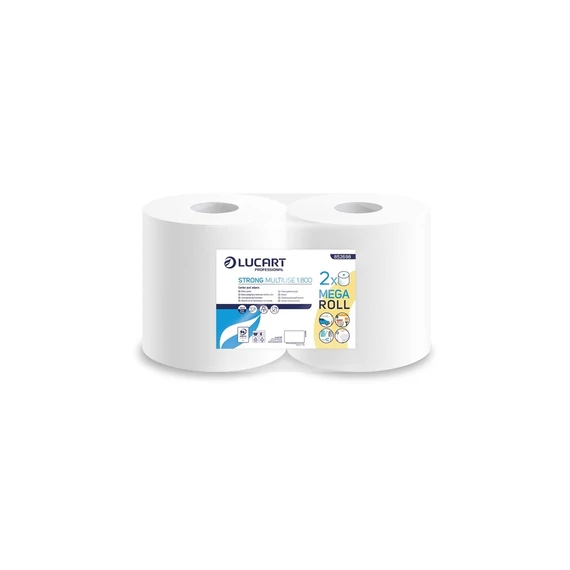 Kéztörlő 2 rétegű tekercses átmérő: 28 cm 100% cellulóz belső magos 2 tekercs/karton Strong Lucart Multi-Use_852698A