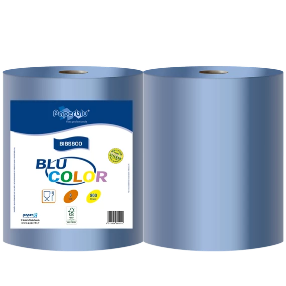 Kéztörlő 3 rétegű tekercses átmérő: 26 cm 100% cellulóz 192 m/tekercs 2 tekercs/csomag Blu Color Paperdi
