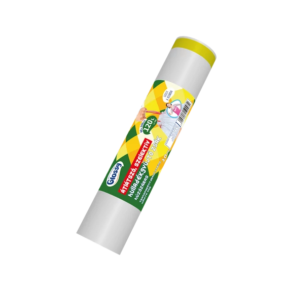 Szemeteszsák zárószalagos 120 liter 60 x 100 cm 10 db/tekercs Glossy átlátszó