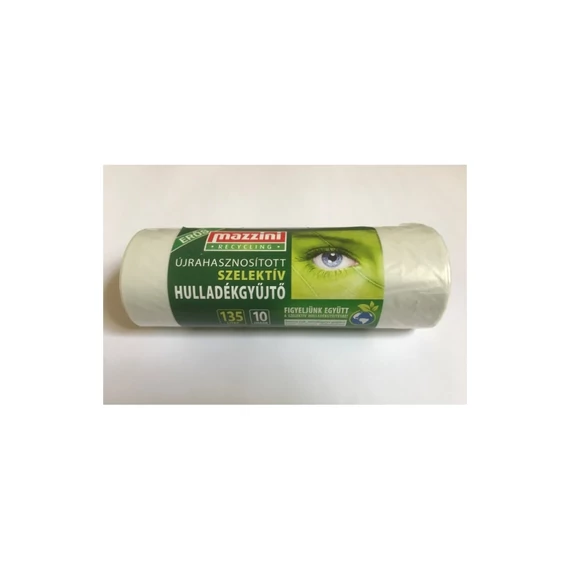 Szemeteszsák újrahasznosított 135 liter 70 x 110 cm 25 mikron 10 db/tekercs Mazzini_átlátszó
