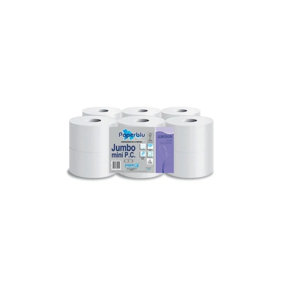 Toalettpapír 2 rétegű közületi 100% cellulóz 150 m/tekercs 12 tekercs/csomag Jumbo Super Mini Paperdi