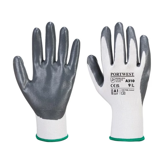 Védőkesztyű PU tenyérmártással nylon S-es méret Portwest szürke-fehér