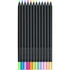 Kép 1/2 - Színes ceruza készlet háromszögletű BLACK EDITION Faber-Castell neon+pasztell fekete test 12klf. szín