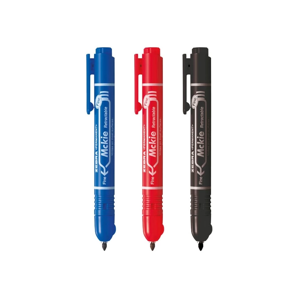 Alkoholos marker 1,3 mm, nyomógombos, Zebra Mckie Retractable írásszín fekete