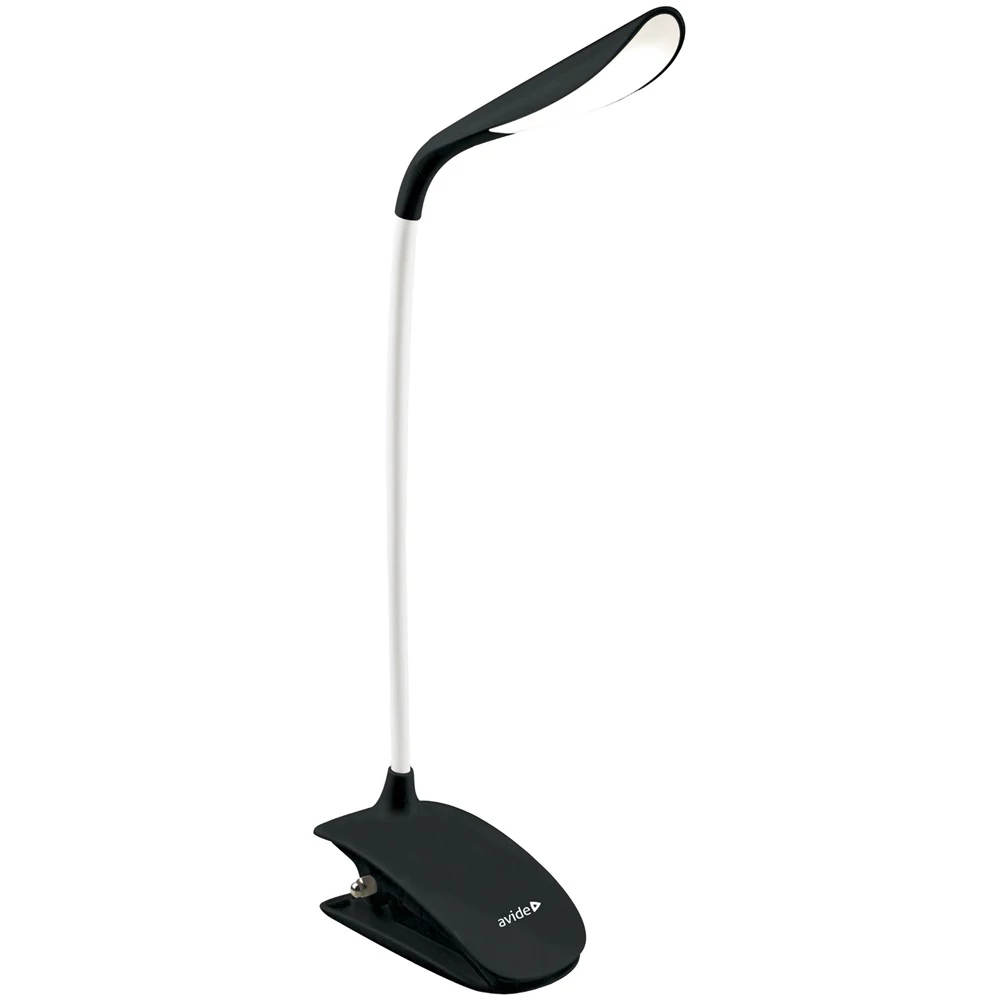 Asztali LED lámpa, csiptethető, 1,5W, 6400K, AVIDE, fekete