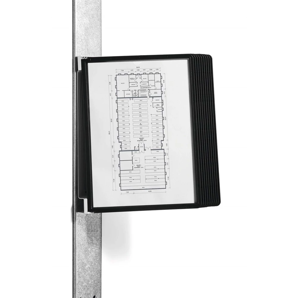 Bemutatótábla tartó, Durable Vario® Magnet Wall 10, fekete