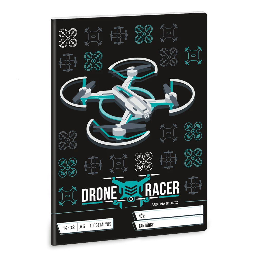 Füzet iskolai A5, 32lap, vonalas 14-32 1.osztályos Ars Una DRONE RACER (5131) 22 10db/csomag