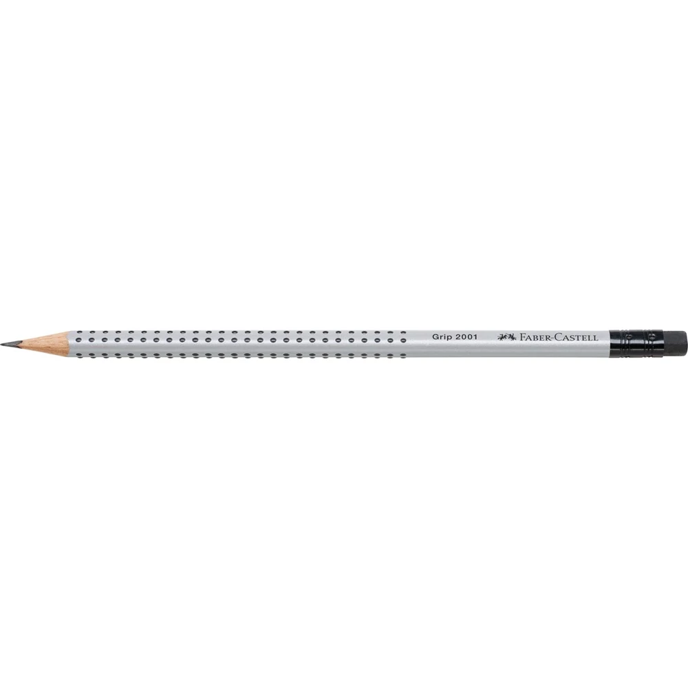 Grafitceruza B,radíros háromszögletű GRIP 2001 Faber-Castell ezüst test