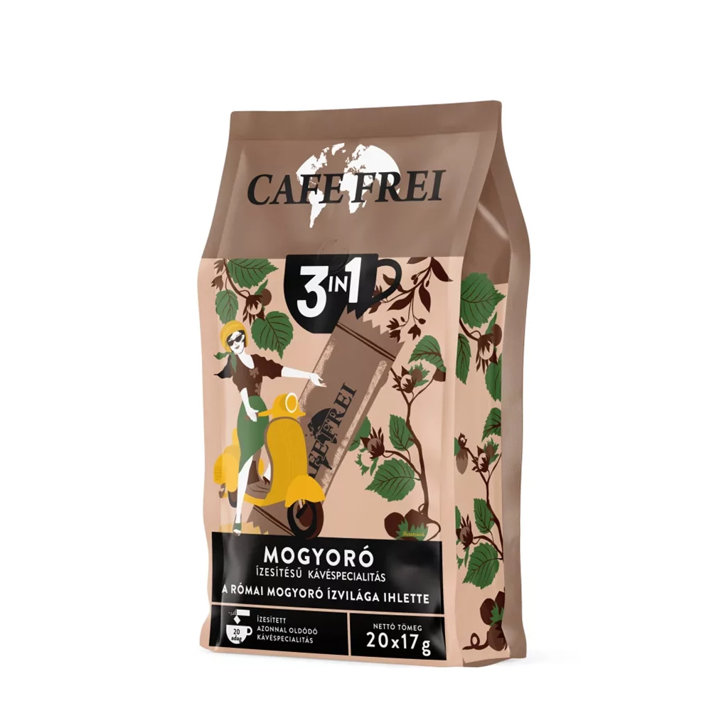 Kávé instant, 20 x 17g, 3in1 Cafe Frei Római mogyoró