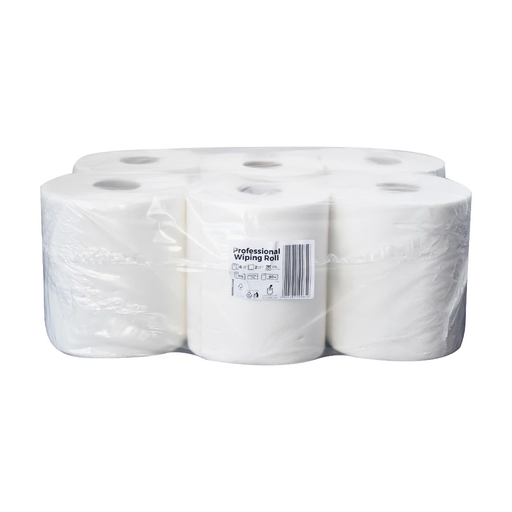 Kéztörlő 2 rétegű tekercses átmérő: 19 cm 100% cellulóz 92 m/tekercs 6 tekercs/karton Bluering® hófehér