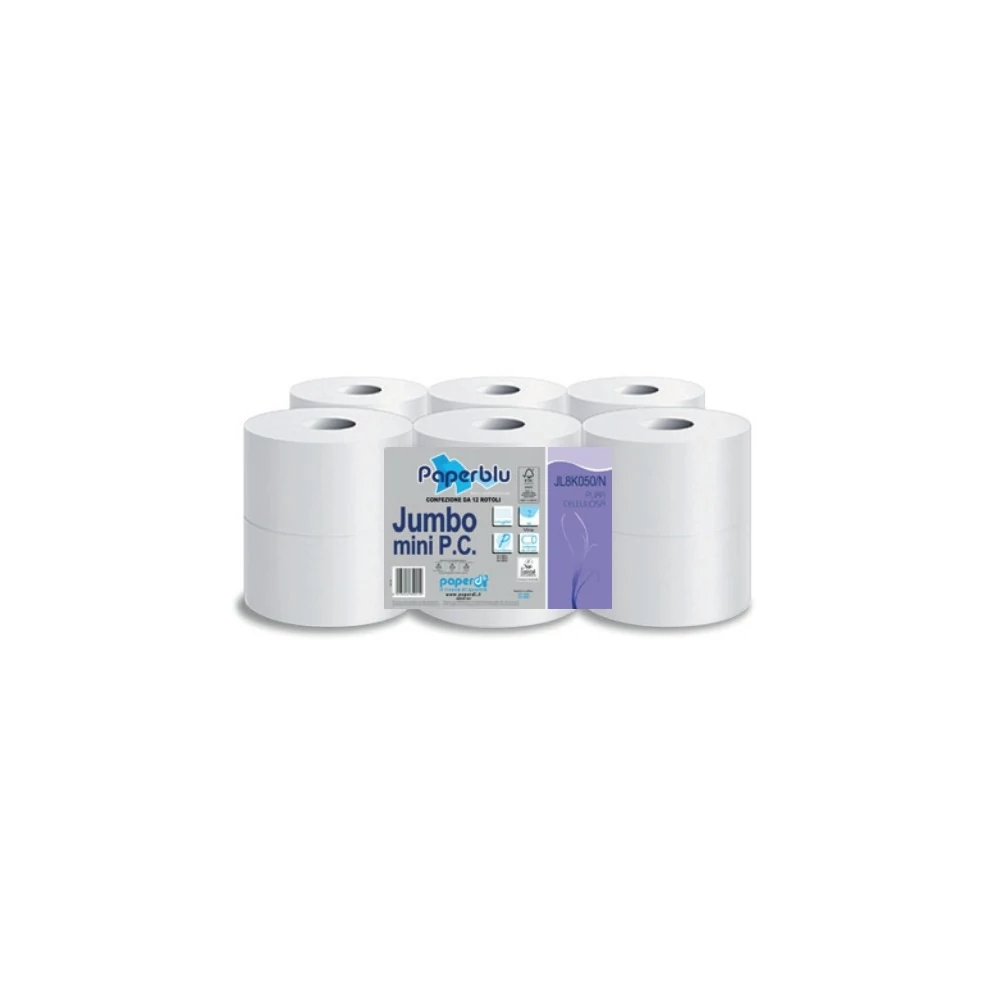 Toalettpapír 2 rétegű közületi 100% cellulóz 150 m/tekercs 12 tekercs/csomag Jumbo Super Mini Paperdi