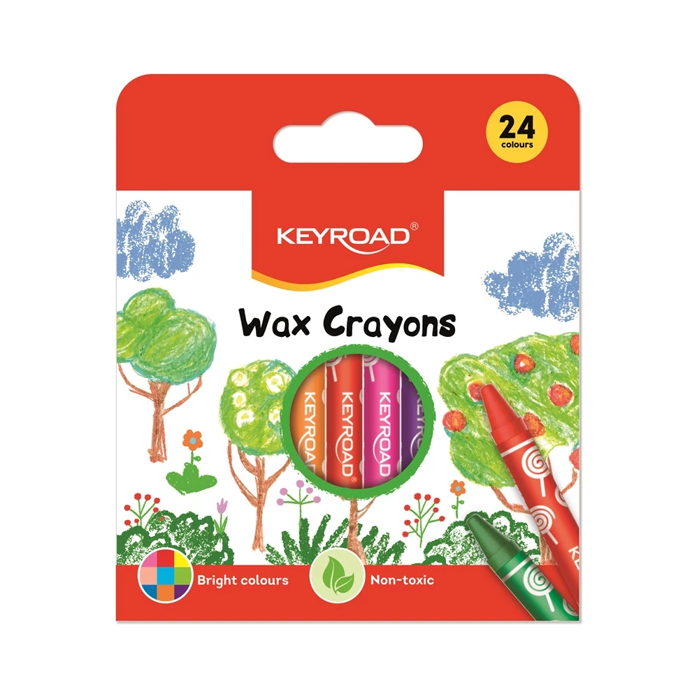 Zsírkréta készlet 8x90 mm 24 db/bliszter Keyroad Wax Crayon vegyes színek